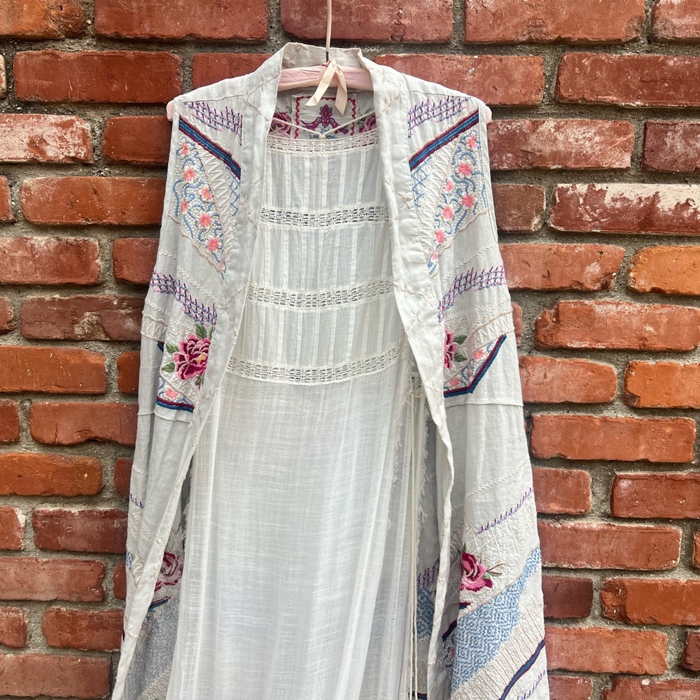 Boho White Lace Trim Open Side Sleeveless Tunic Cover Up Vest - Picture 9 of 9